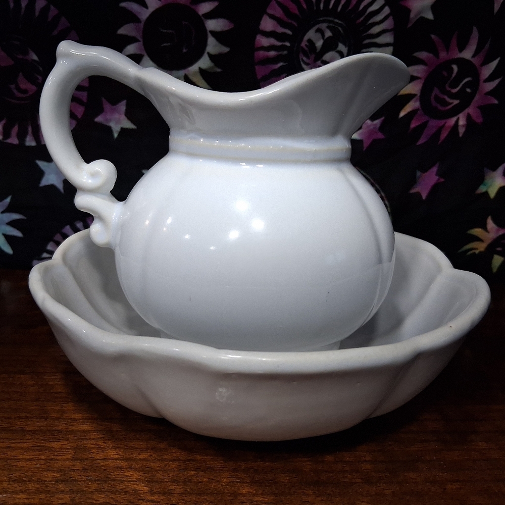 Vintage McCoy Strawberry Country Pitcher And Basin Set Wash Bowl 7528 USA - Picture 6 of 14